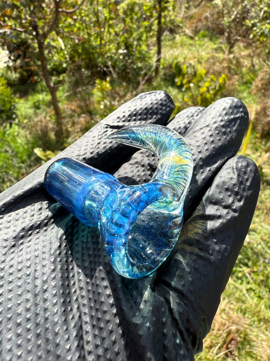 Polar Glass 18mm Fully Worked Slide Spiral Horn - Metaterrainia/Heavy Blue Stardust