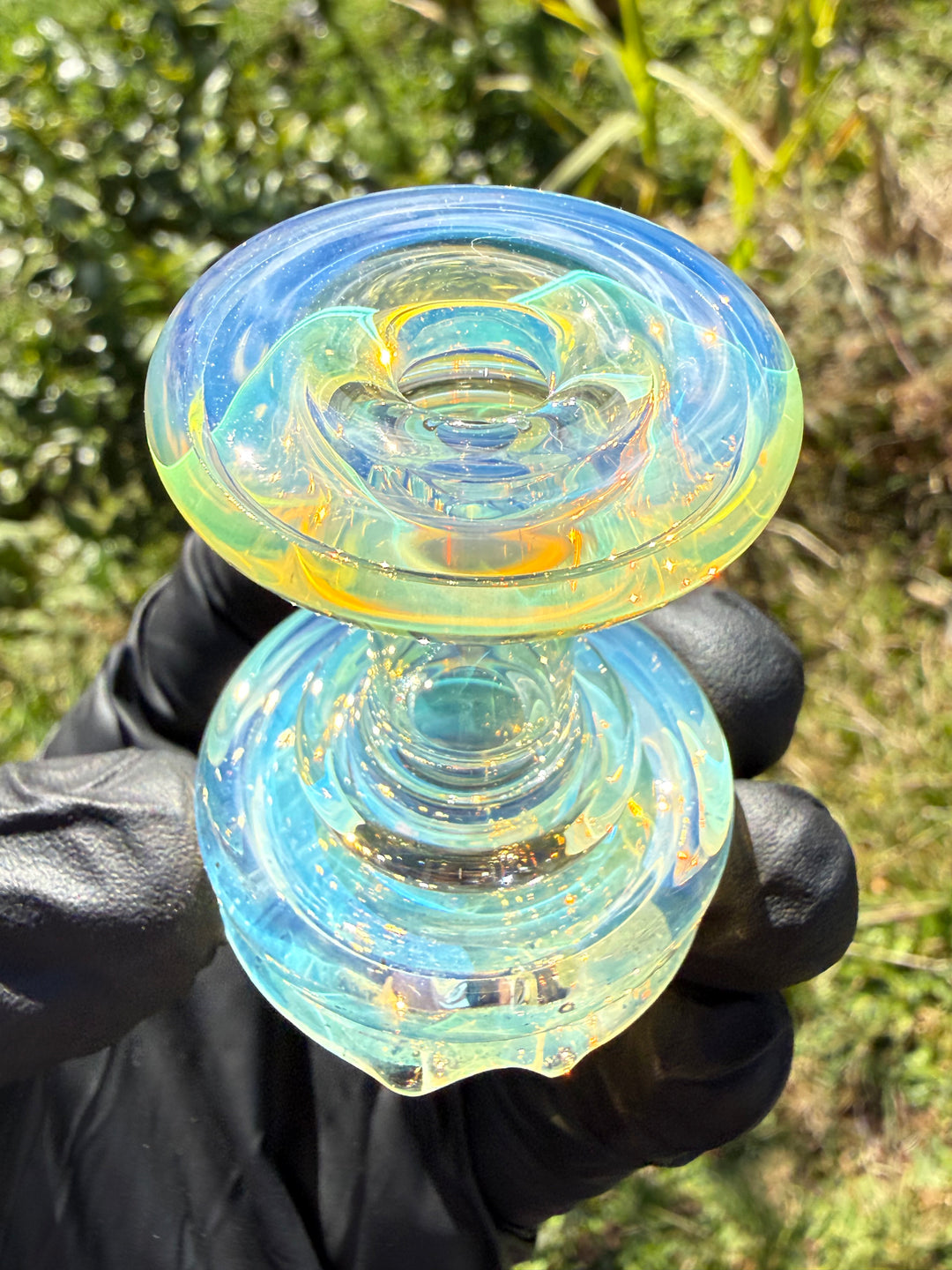 Yeti Glass Puffco Peak Dry Top/Joystick Set - Silver Fumed #1