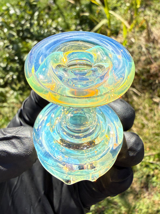 Yeti Glass Puffco Peak Dry Top/Joystick Set - Silver Fumed #1