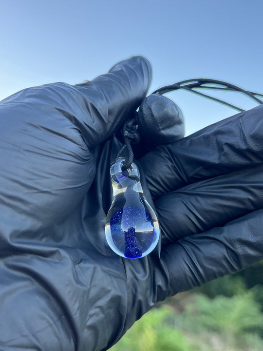 AUBORO Mushroom Pendant - Blue Crushed Opal