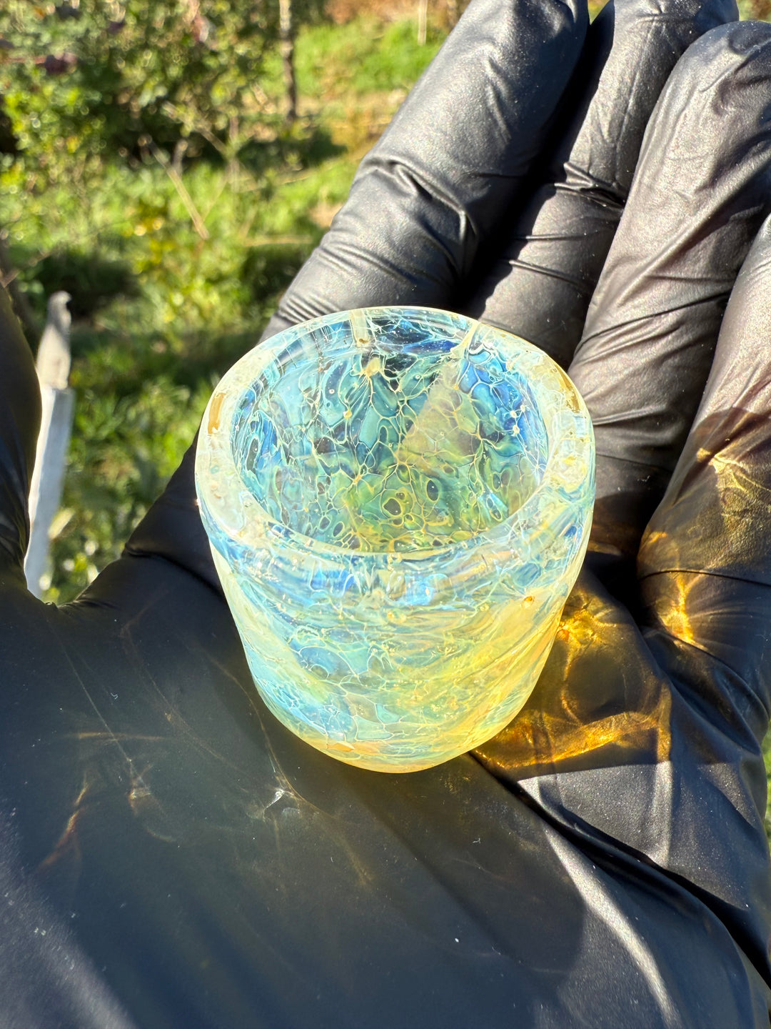 Jims Glass Blowing Chaos Chop Glass - Silver Fumed