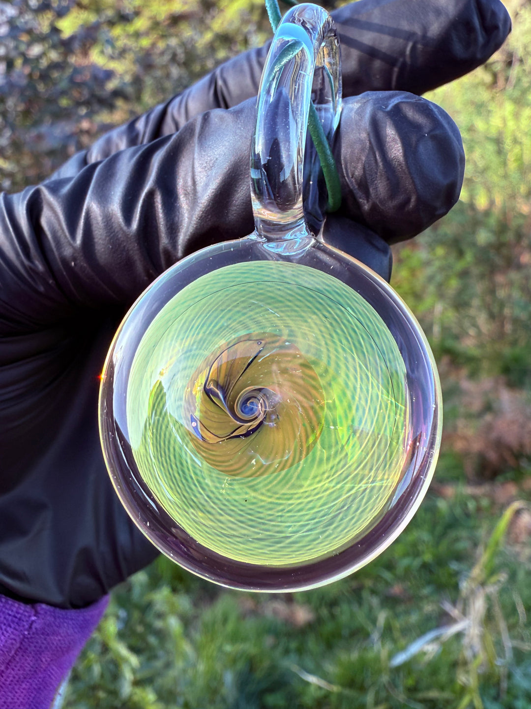 Jims Glass Blowing Fumicello Pendant - Gold/Silver Fumed