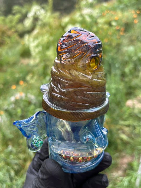 Wyrdglass Goblin 22c Gold Grill Beanie Rig - Pinocchio Sparkle/Nightcap