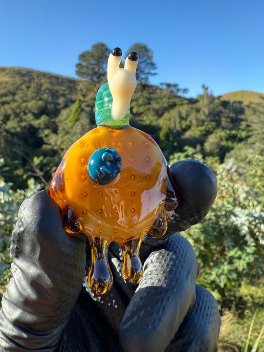 Waffle Glass Pendant - Snail On Waffle #1