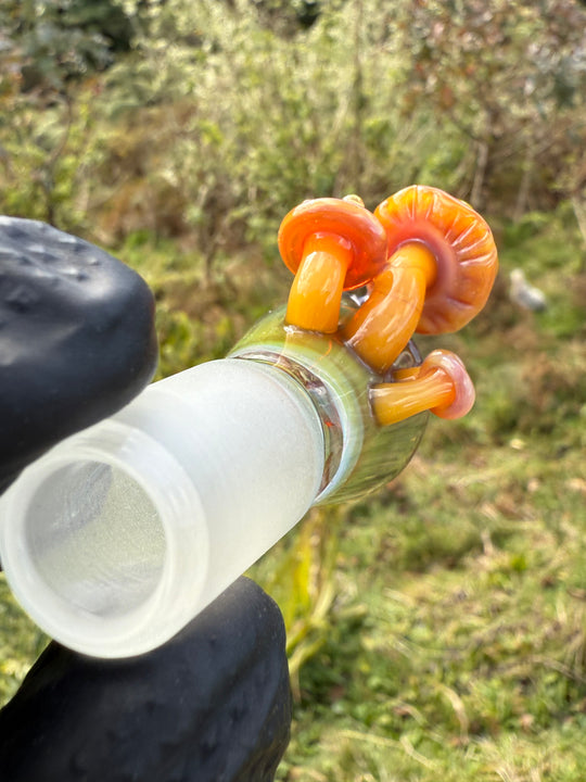 Jamie Clement Slide 18mm Shroom Handle - Ganja Butter/Orange Opal Phoenix