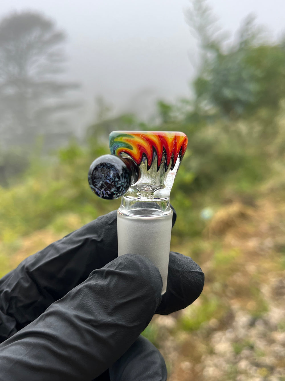 Empirical Glass Slide 18mm Dichro  - Rainbow Wigwag