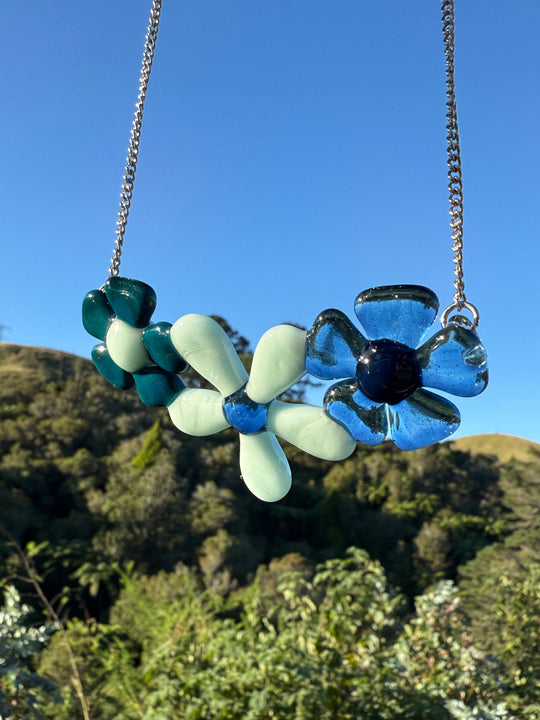 Waffle Glass Necklace - Flowers