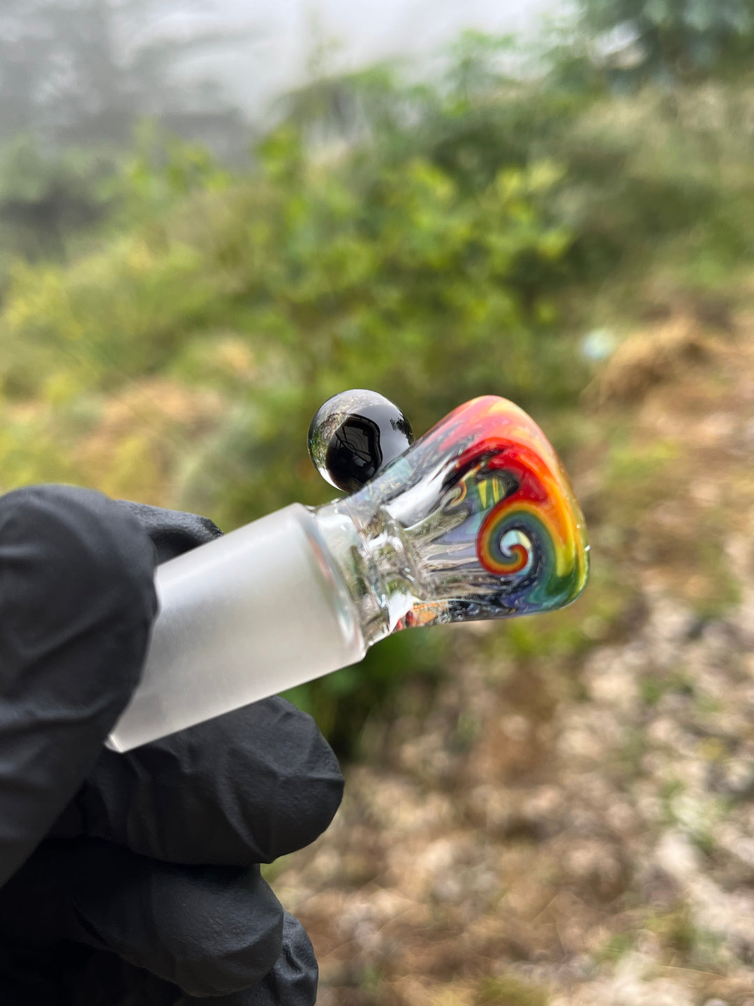 Empirical Glass Slide 18mm Dichro  - Rainbow Wigwag