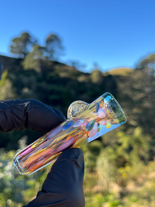 Jargo Glass Harlequin One Hitter - Gold Fume/Coloured Dots