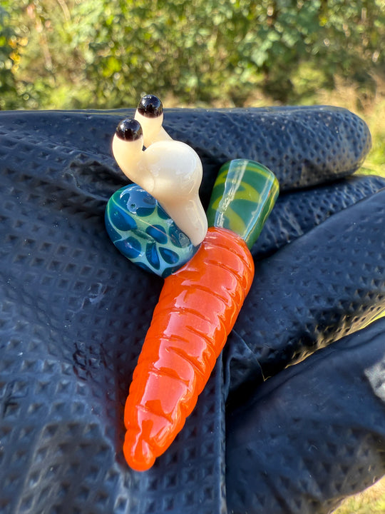 Waffle Glass Pendant - Snail On Carrot