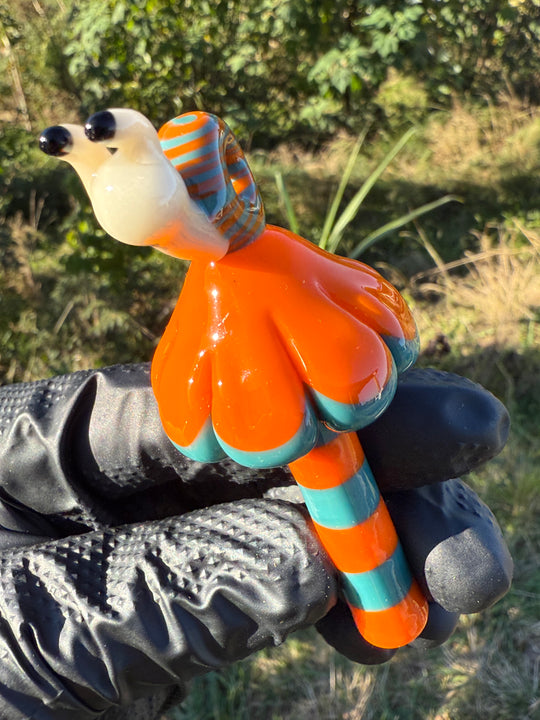 Waffle Glass Pendant - Snail On Orange Mushroom