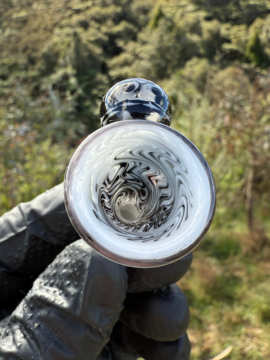 Polar Glass X Borobillacate 14mm Slide With Opal Marble  - Black/White