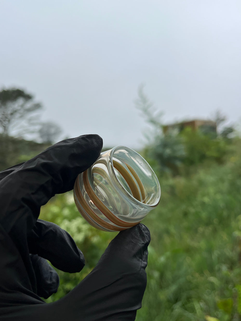 Jargo Glass Ash Jar - Fine Silver Fumed/NS Multi