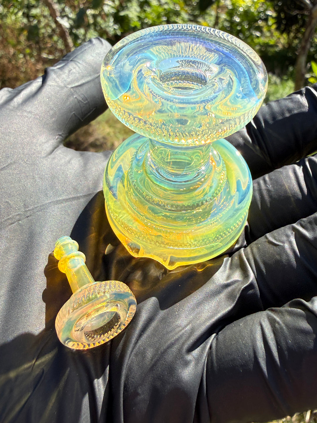 Yeti Glass Puffco Peak Dry Top/Joystick Set - Silver Fumed #2