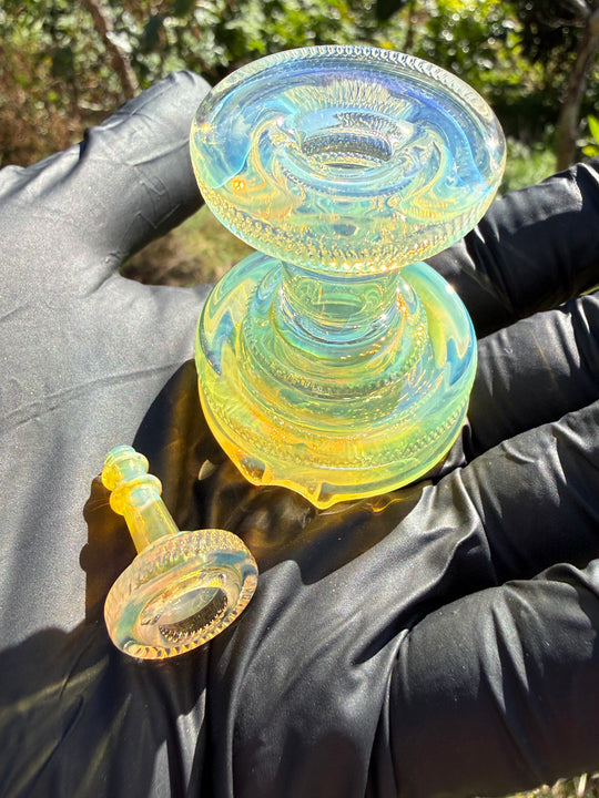 Yeti Glass Puffco Peak Dry Top/Joystick Set - Silver Fumed #2