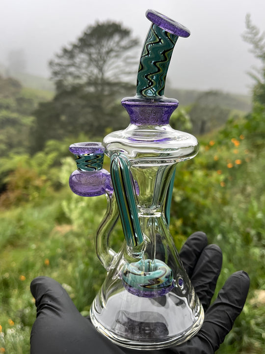 Uzzi Glass Wigwag Donut Recycler - Purple Lollipop/Blueberry