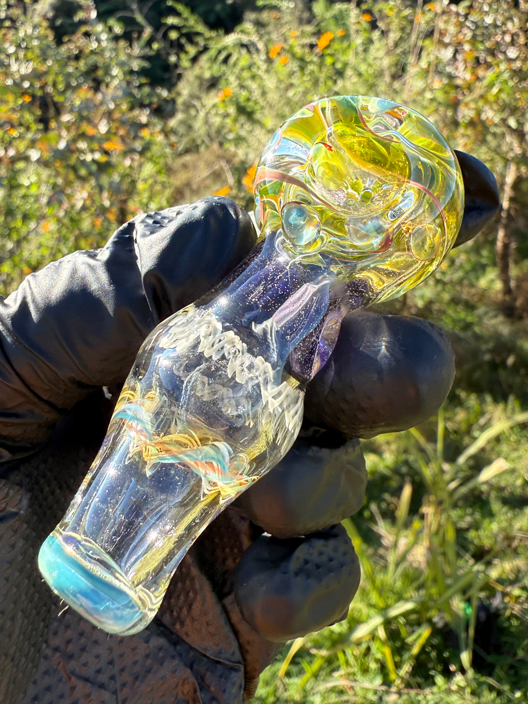 Green Thumb Bob Glass Spoon - Clear/Multicoloured #5