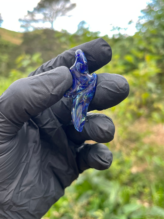 Jims Glass Blowing Pendant - Cobalt/Silver Fumed