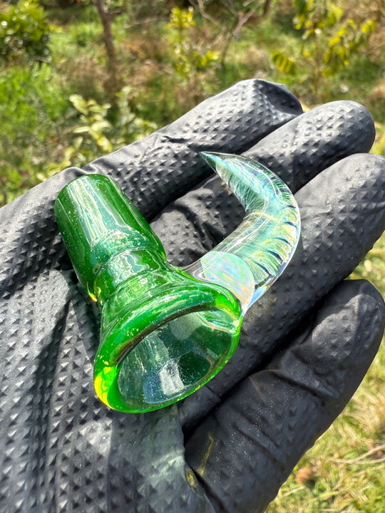 Polar Glass 18mm Fully Worked Slide Opal Encased Spiral Horn - Illuminati/Heavy Blue Stardust