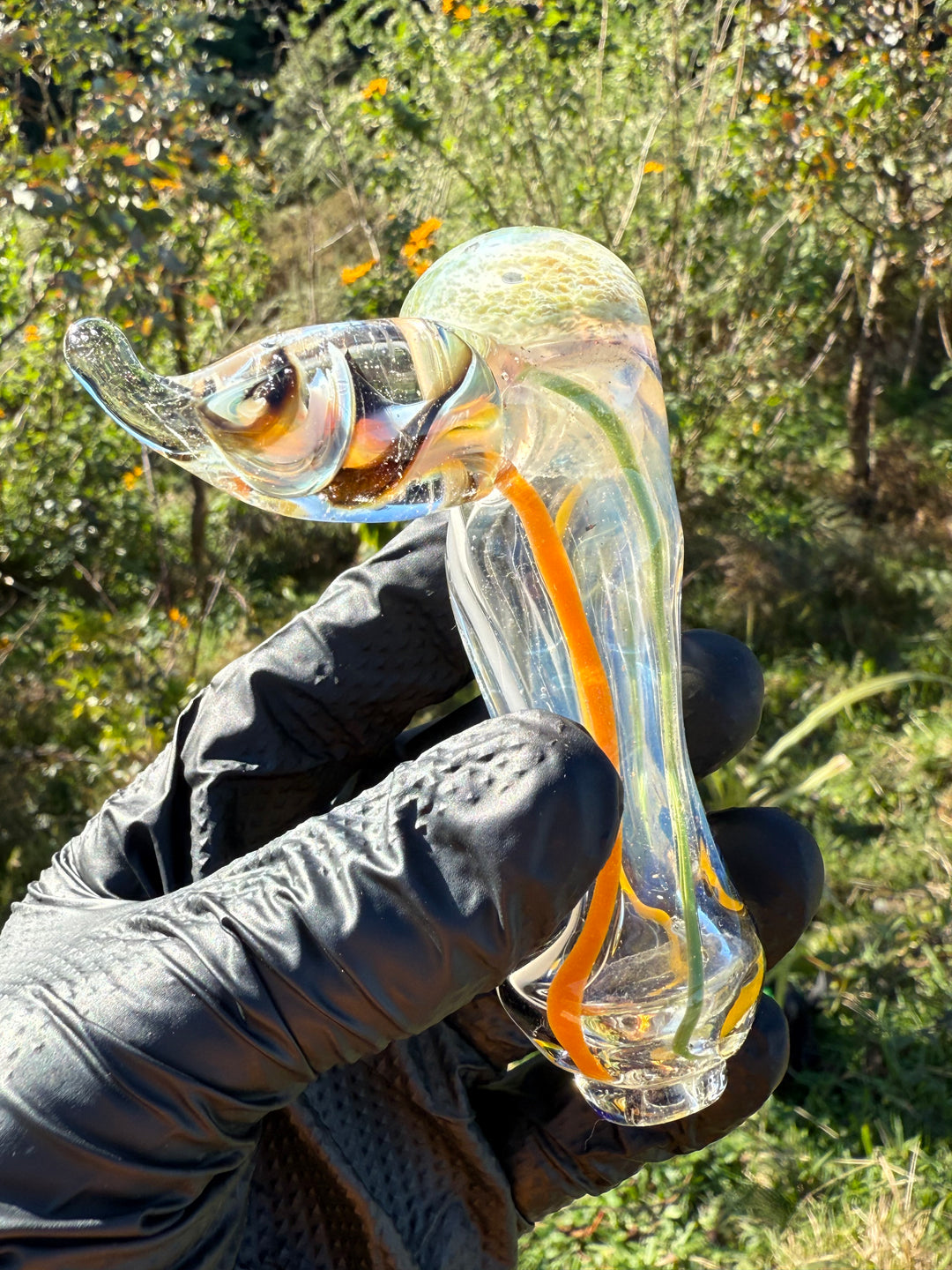Green Thumb Bob Glass Spoon With Horn - Clear/Multicoloured #1