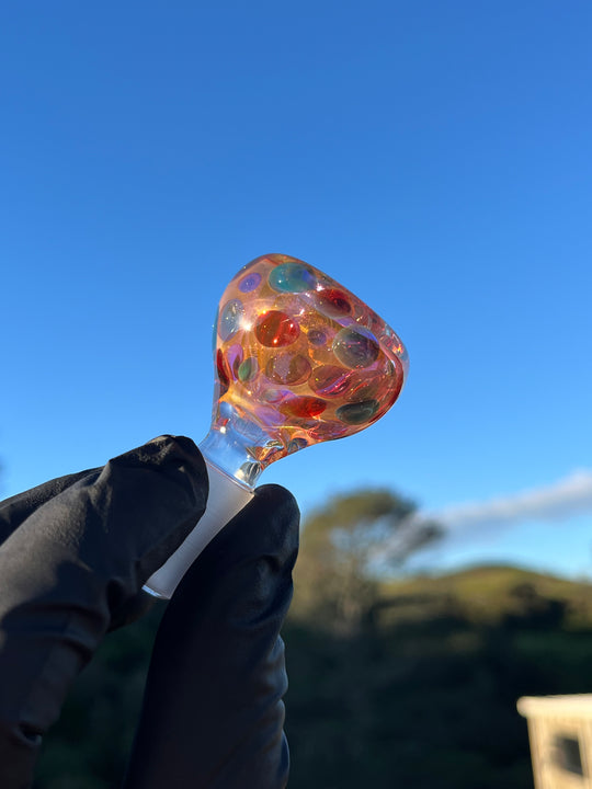 Jargo Glass Harlequin Slide - Gold Fume/Coloured Dots