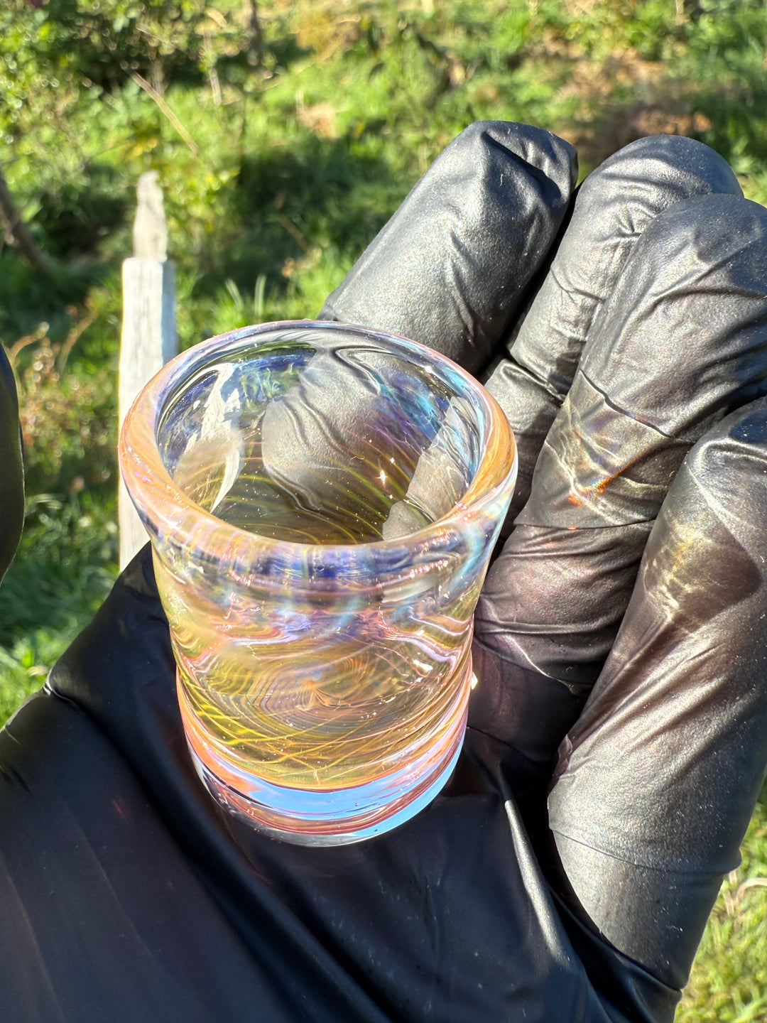 Jims Glass Blowing Spiral Chop Glass - Gold Fumed