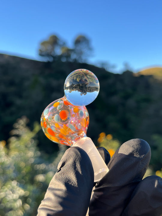 Jargo Glass Harlequin Marble Slide #1 - Gold Fume/Coloured Dots