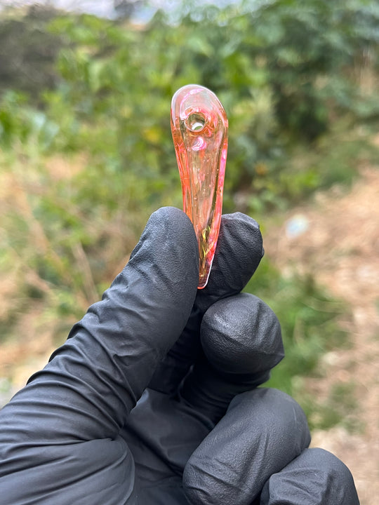 Jims Glass Blowing Kiwi Skull Pendant - 14kt Gold Fumed