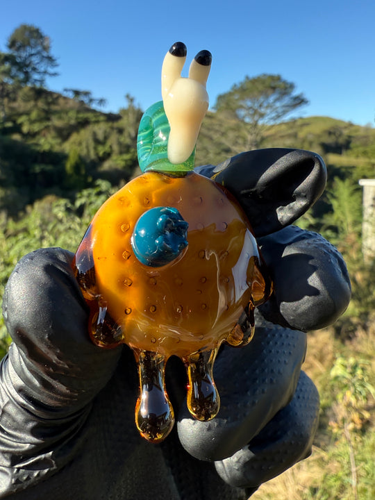 Waffle Glass Pendant - Snail On Waffle #1
