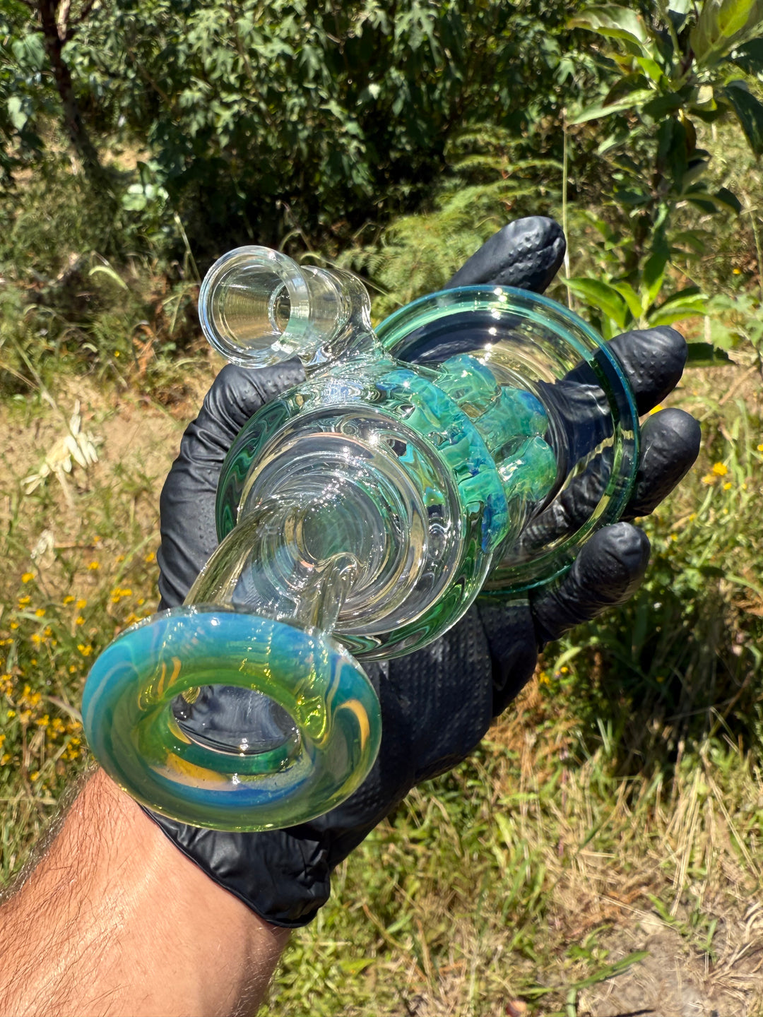 Uzzi Glass Drip Jammer Two Hole Perc - Green Energy