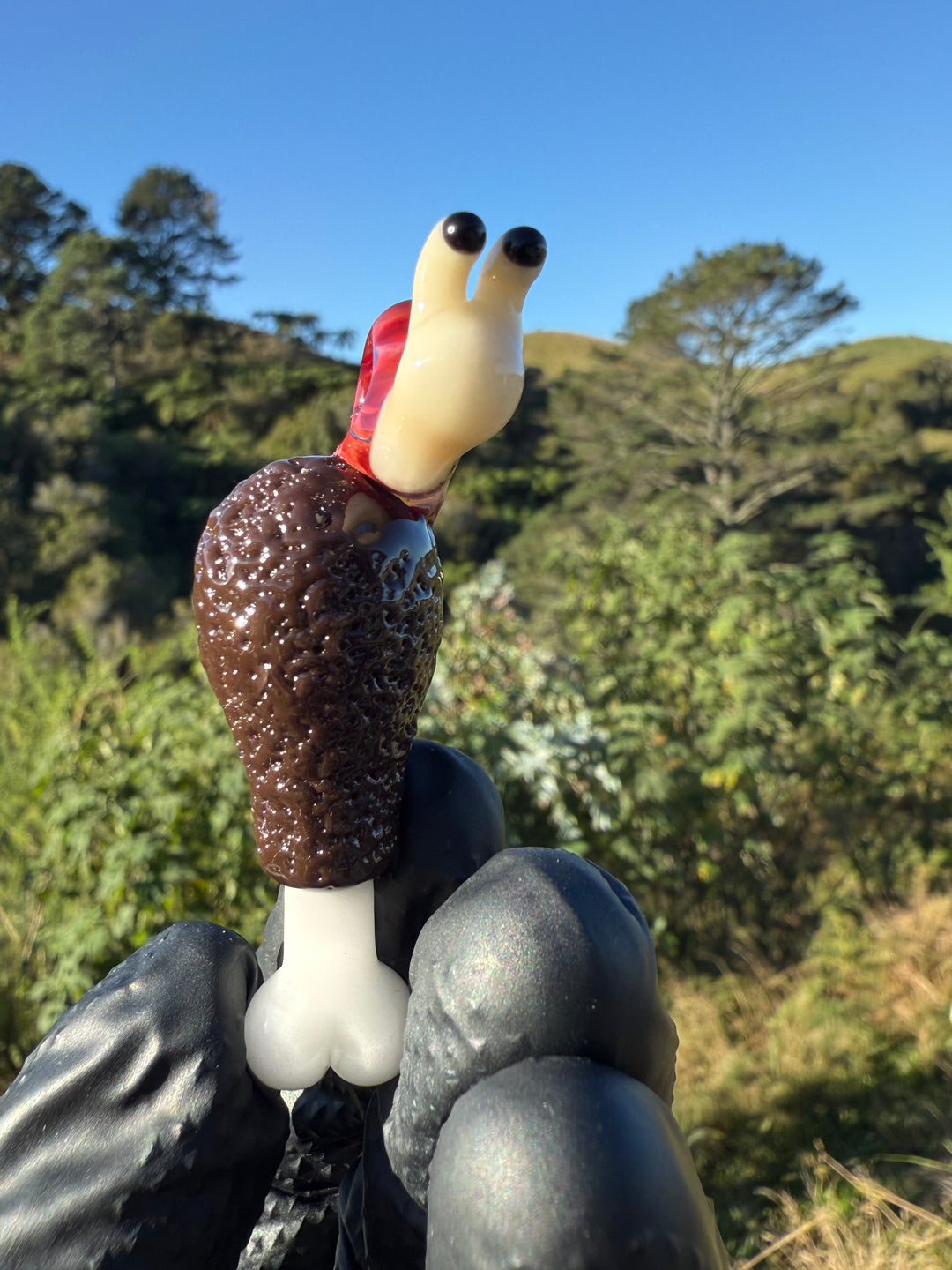 Waffle Glass Pendant - Snail On Drumstick