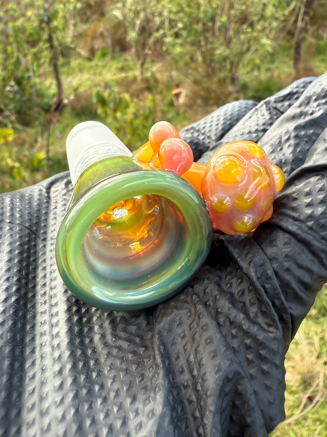 Jamie Clement Slide 18mm Shroom Handle - Ganja Butter/Orange Opal Phoenix