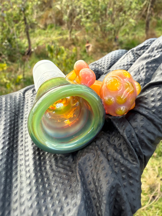 Jamie Clement Slide 18mm Shroom Handle - Ganja Butter/Orange Opal Phoenix