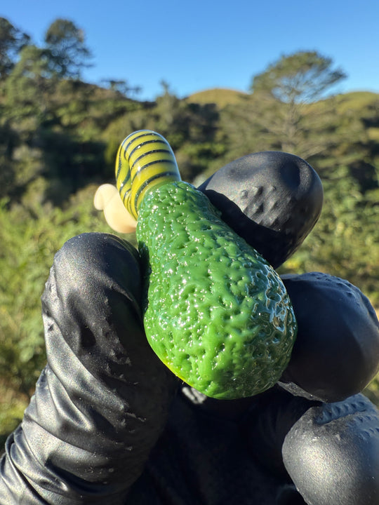 Waffle Glass Pendant - Snail On Avocado