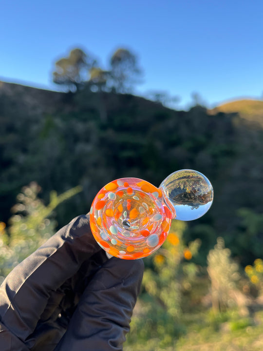 Jargo Glass Harlequin Marble Slide #1 - Gold Fume/Coloured Dots