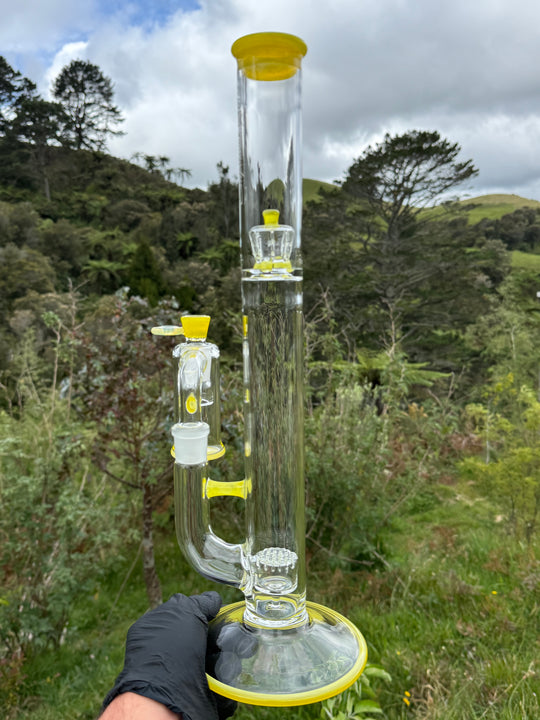 Empirical Glass Grill Perc Tube With Trashcan/Slide - Pineapple Juice/White Saturn
