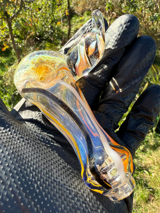 Green Thumb Bob Glass Spoon With Horn - Clear/Multicoloured #1
