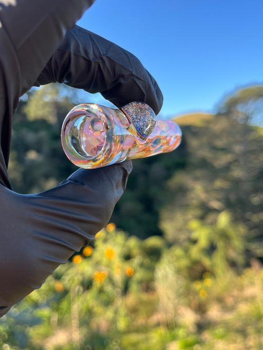 Jargo Glass Harlequin One Hitter - Gold Fume/Coloured Dots