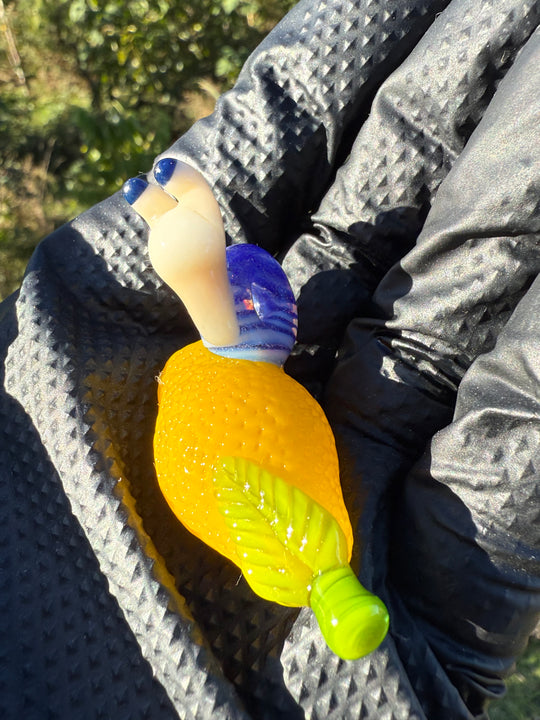 Waffle Glass Pendant - Snail On Lemon