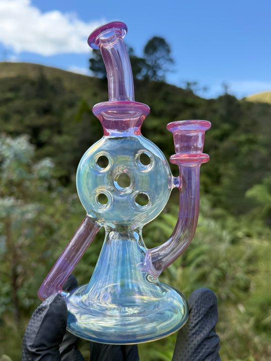 Uzzi Glass Mine Swiss Dumper - Neo Opal/Coral/Silver Fumed