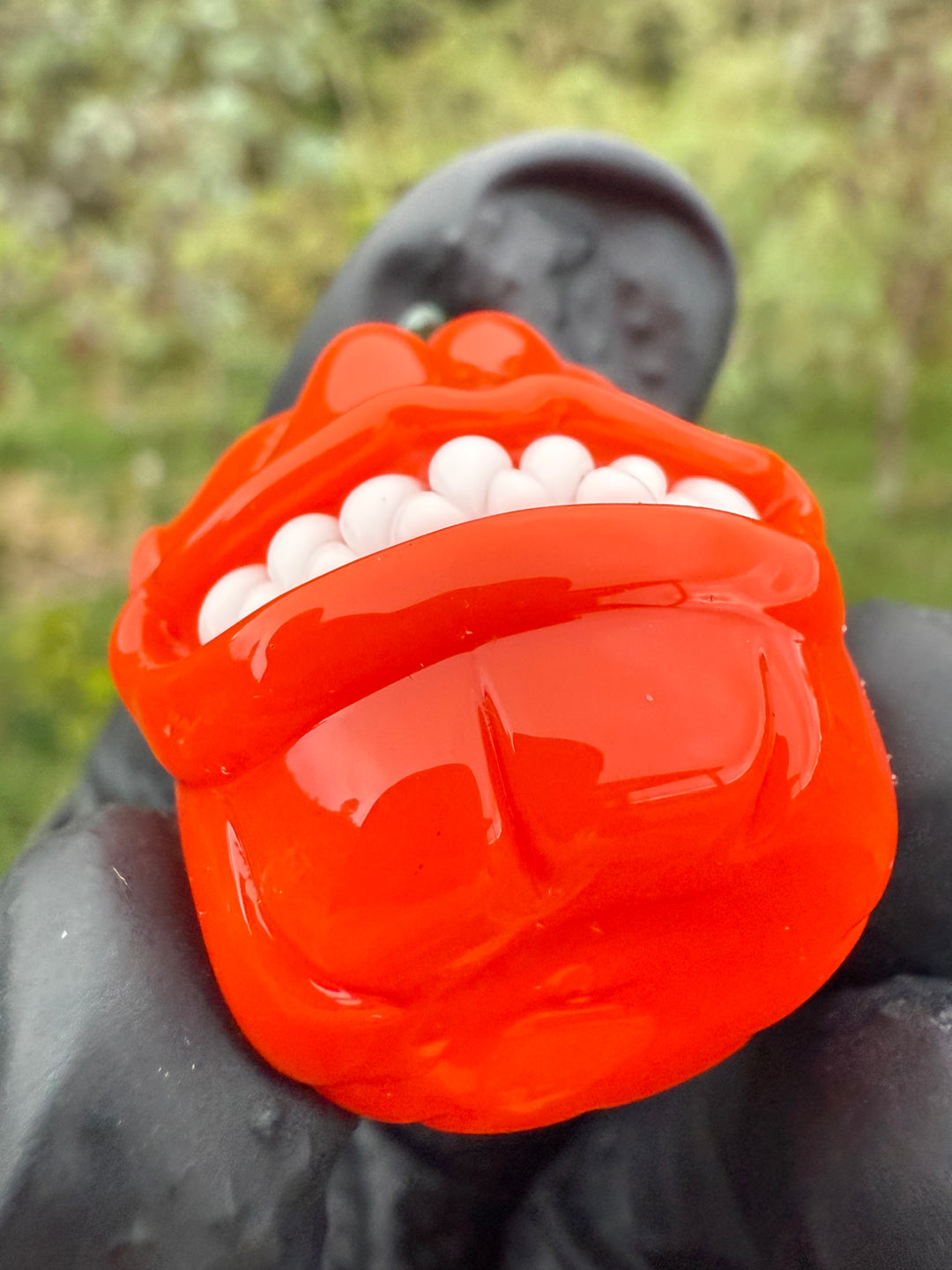 Wyrdglass Pumpkin Hollow Pendant - Orange