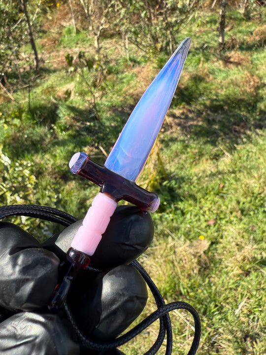 Jamie Clement Dagger Pendant - Pink Slyme/Chocolate Opal