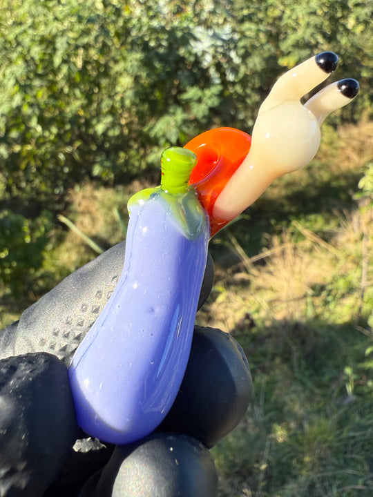 Waffle Glass Pendant - Snail On Eggplant