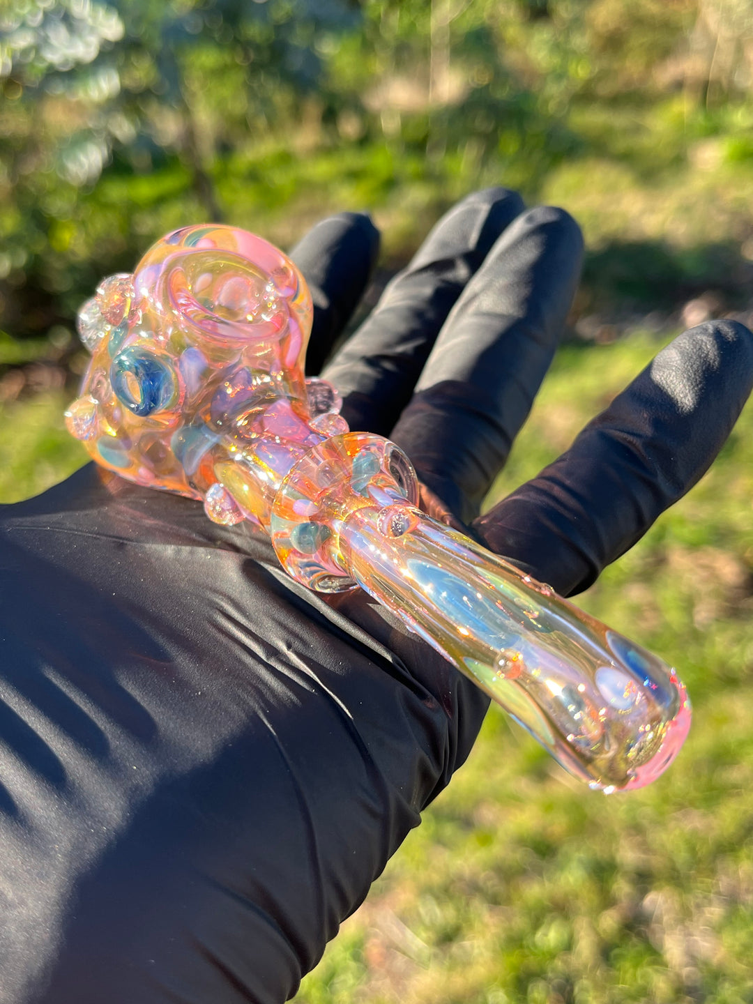 Jargo Glass Harlequin Hammer - Gold Fume/Coloured Dots