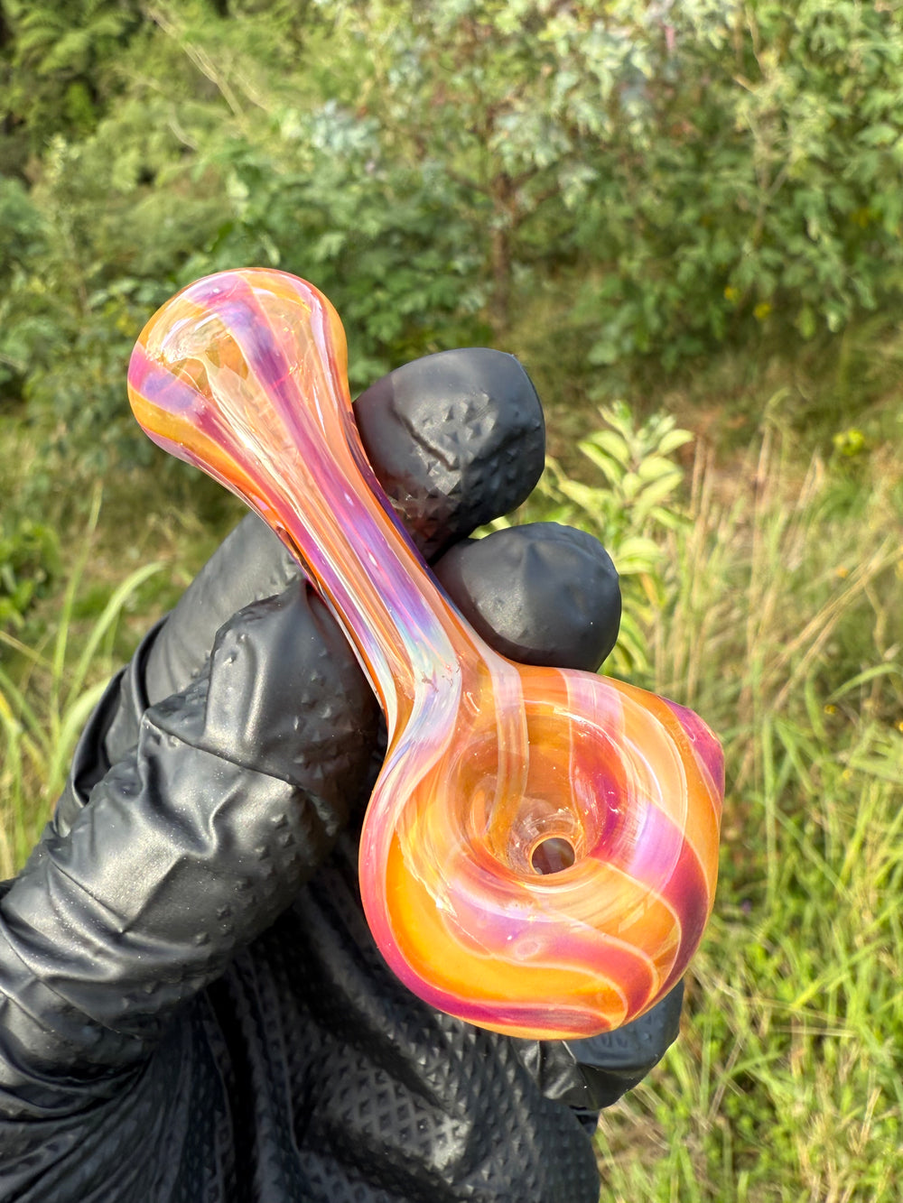 The Glass Bandit Spoon - Amber Purple/Silver Fumed