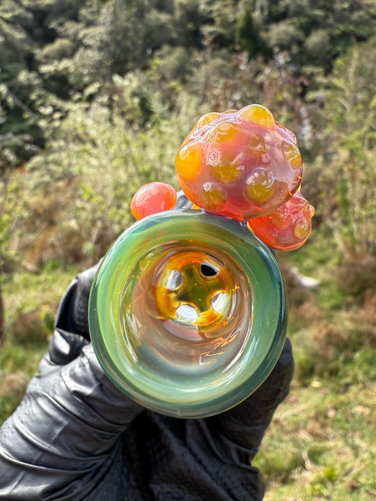Jamie Clement Slide 18mm Shroom Handle - Ganja Butter/Orange Opal Phoenix