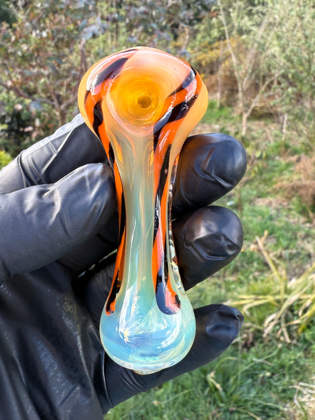 The Glass Bandit Spoon - Silver Fumed/Orange/Black
