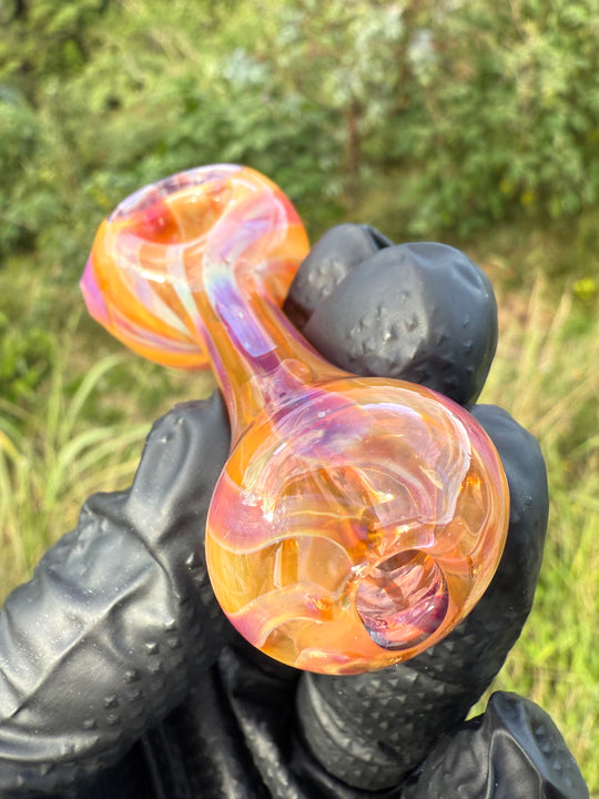 The Glass Bandit Spoon - Amber Purple/Silver Fumed