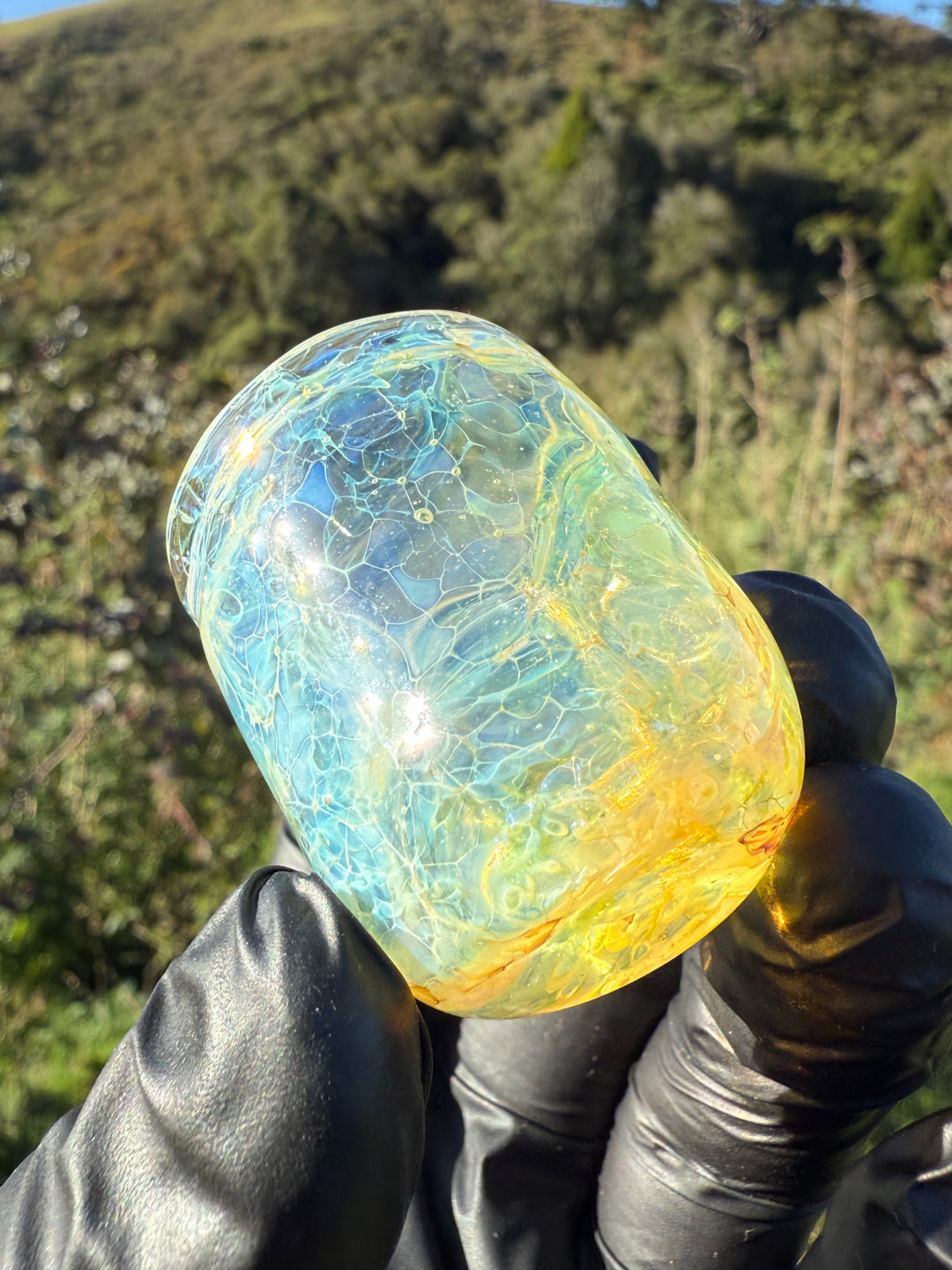 Jims Glass Blowing Chaos Chop Glass - Silver Fumed