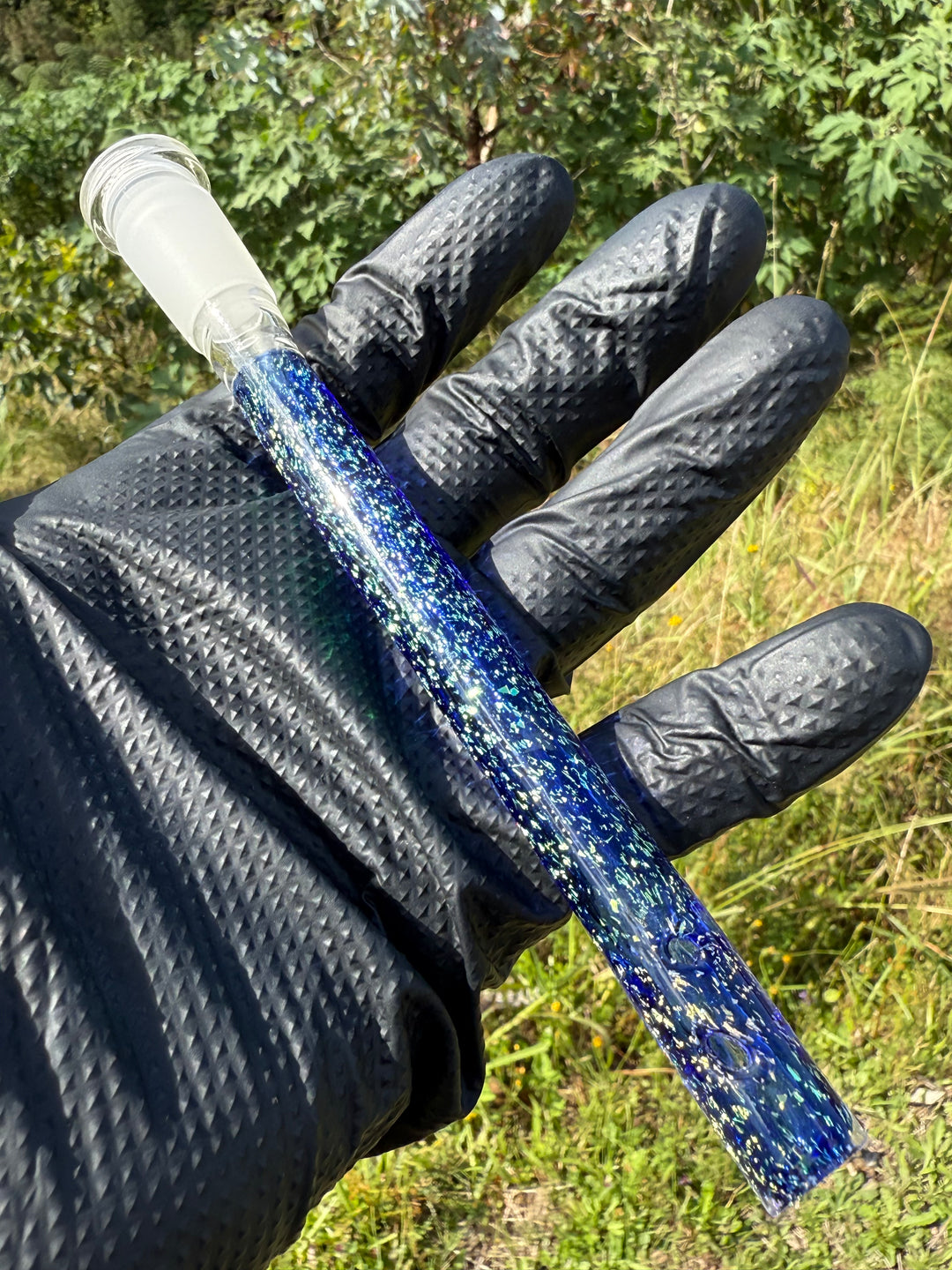 Jamie Clement Glass Collaboration Downstem - Blue/Dichro